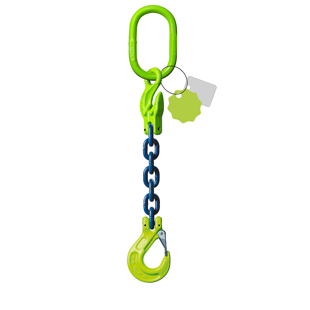 Élingue chaîne 1 brin Grade 100 – avec crochet de chape et crochet de raccourcissement