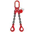 Élingue chaîne 2 brins Grade 80 – avec crochet de sécurité à chape et crochet de raccourcissement (CMU 0–45°)