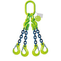 Élingue chaîne 4 brins Grade 100 – avec crochet de chape et crochet de raccourcissement (CMU 0–45°)