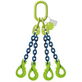 Élingue chaîne 4 brins Grade 100 – avec crochet de sécurité à chape (CMU 0–45°)