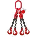 Élingue chaîne 4 brins Grade 80 – avec crochet de chape et crochet de raccourcissement (CMU 0–45°)